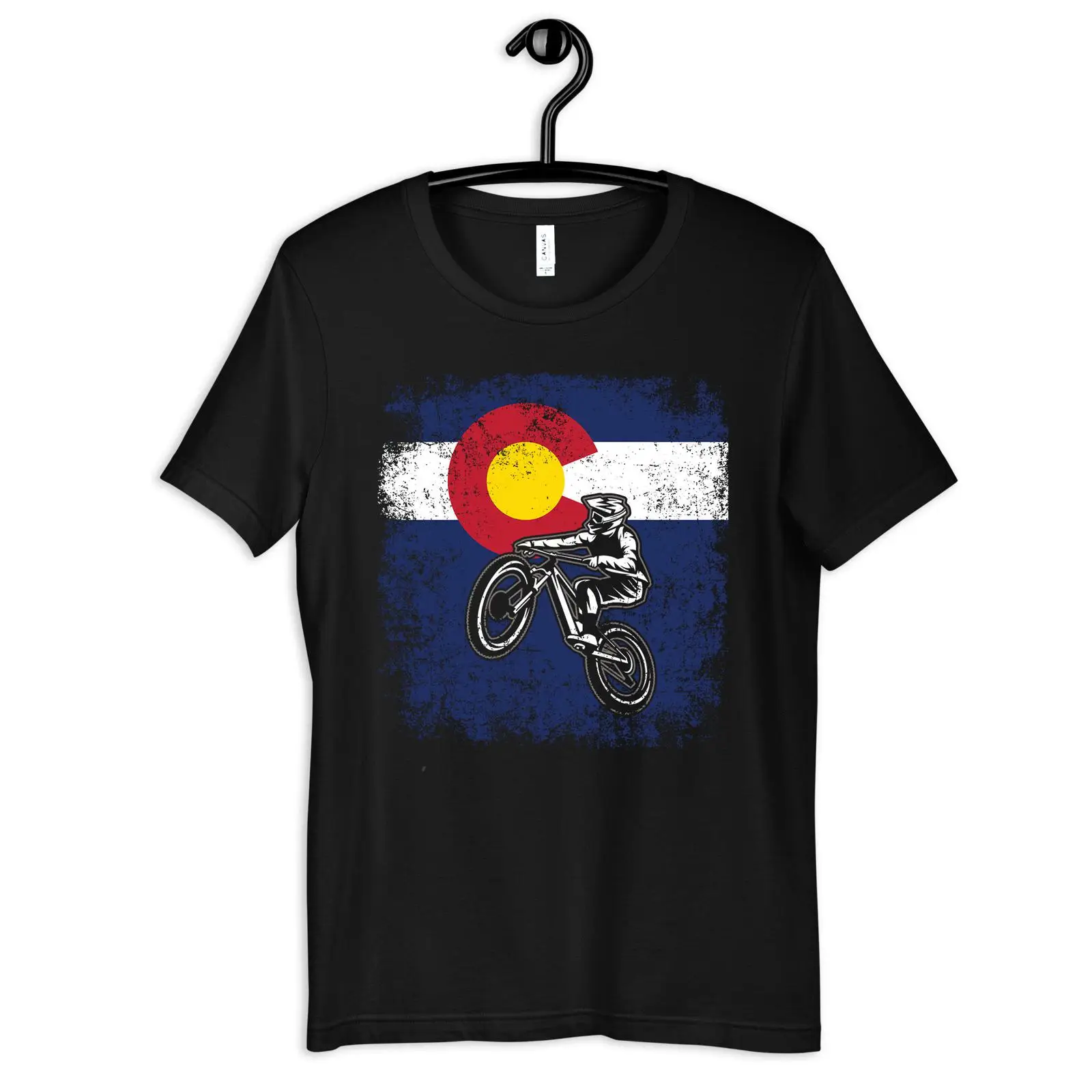 Mountain Biking Colorado - Camiseta Vintage con Bandera de Colorado